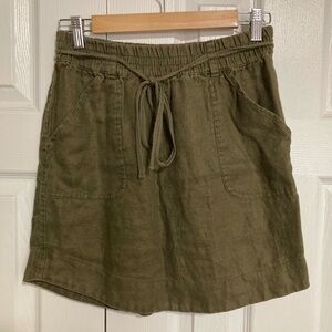 LOFT | Olive green linen skirt.